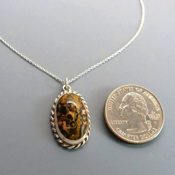 Leopard Jasper and Sterling Silver Pendant - Picture 5 of 6